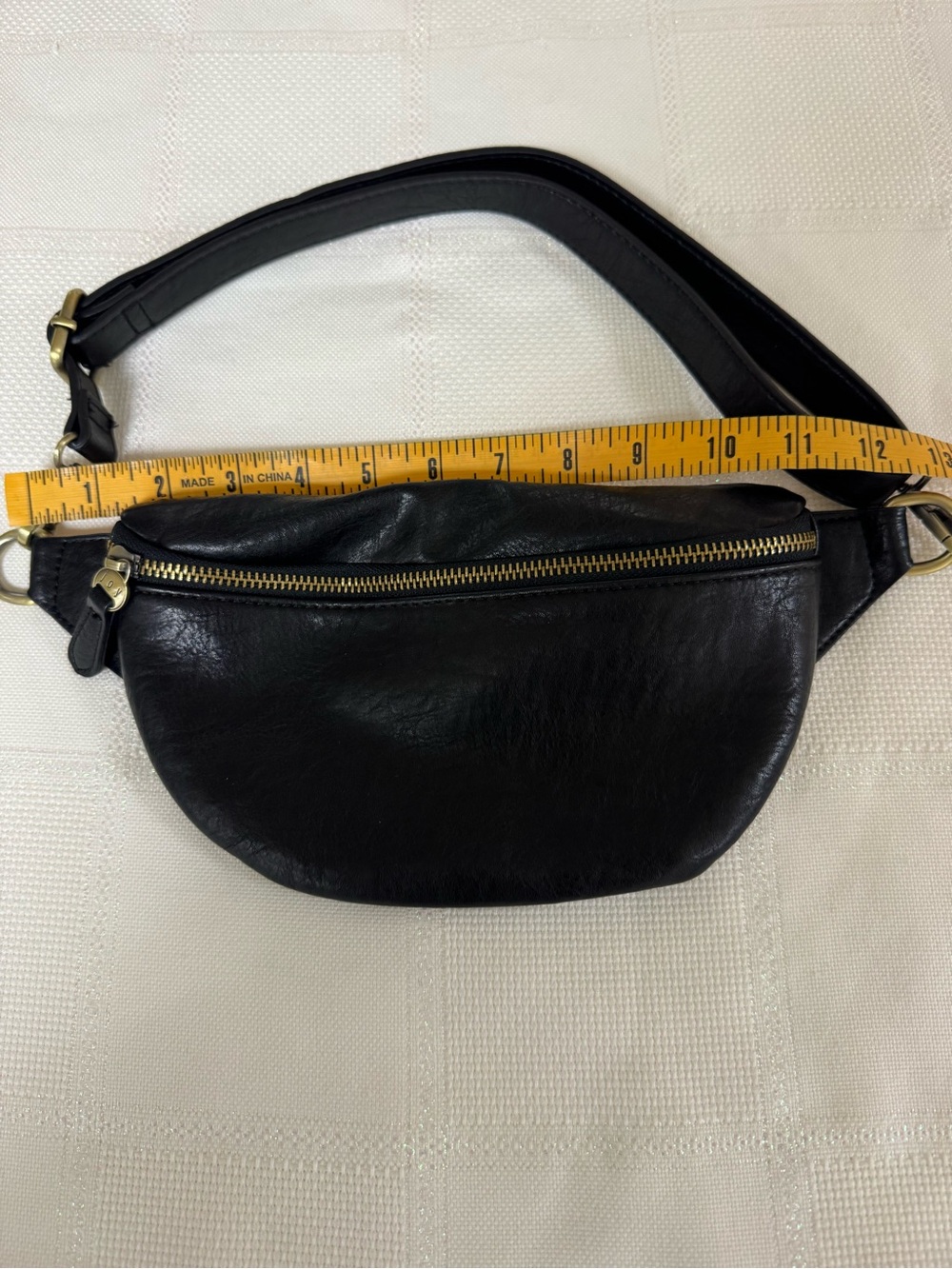 Joy Black faux Leather Waist Bag with Gold Zipper image 3